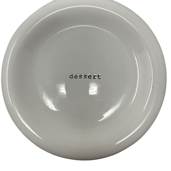 4 Pottery Barn Coffee House Dessert Plates Typewriter Minimalist White Black - Picture 2 of 9